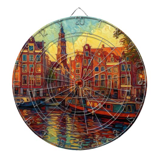 Cible De Fléchettes Amsterdam canal maisons de style van Gogh (Devant)