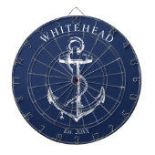 Cible De Fléchettes Ancre de monogramme nautique bleu marine (Devant)