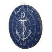 Cible De Fléchettes Ancre de monogramme nautique bleu marine (Devant droit)
