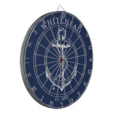 Cible De Fléchettes Ancre de monogramme nautique bleu marine (Devant gauche)