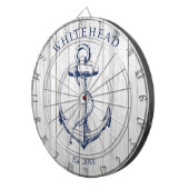 Cible De Fléchettes Ancre de monogramme nautique en bois blanc (Devant droit)