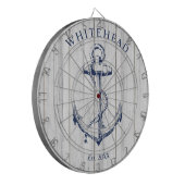 Cible De Fléchettes Ancre de monogramme nautique en bois blanc (Devant gauche)