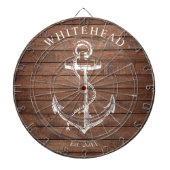 Cible De Fléchettes Ancre de monogramme nautique en bois marron (Devant)