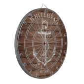 Cible De Fléchettes Ancre de monogramme nautique en bois marron (Devant gauche)