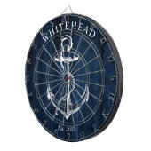 Cible De Fléchettes Ancre Monogramme marine Bois bleu (Devant droit)