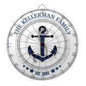 Cible De Fléchettes Ancre nautique et nom de famille personnalisé (Devant)