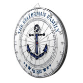 Cible De Fléchettes Ancre nautique et nom de famille personnalisé (Devant droit)