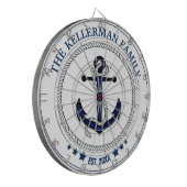 Cible De Fléchettes Ancre nautique et nom de famille personnalisé (Devant gauche)