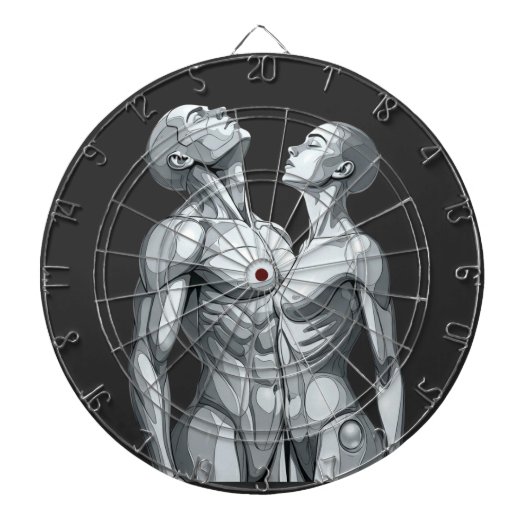 Cible De Fléchettes Android Union: Cyborg Couple Futuristic Dartboard (Devant)