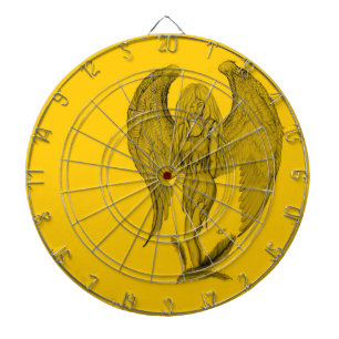 Cible De Fléchettes Angel - design noir et jaune