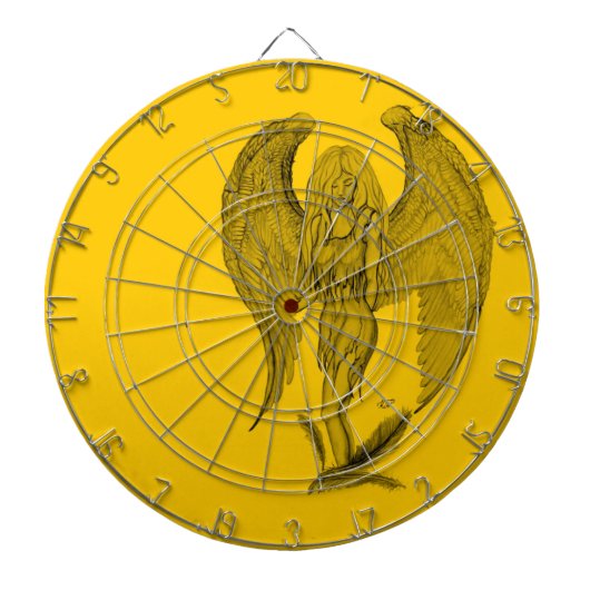 Cible De Fléchettes Angel - design noir et jaune (Devant)