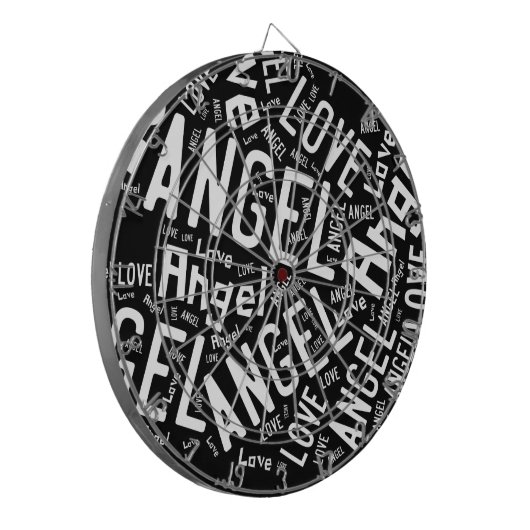 Cible De Fléchettes Angel Love Dove, Blanc sur Noir (Devant gauche)