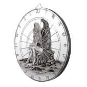 Cible De Fléchettes Angel, perdu dans la pensée, noir et blanc Design (Devant droit)