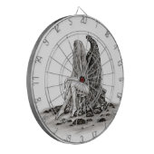Cible De Fléchettes Angel, perdu dans la pensée, noir et blanc Design (Devant gauche)
