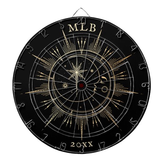 Cible De Fléchettes Année noire Monogramme de la Lune solaire céleste (Devant)