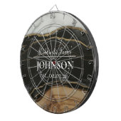 Cible De Fléchettes Anniversaire de Mariage Bois Agate Marbre Noir Bla (Devant droit)