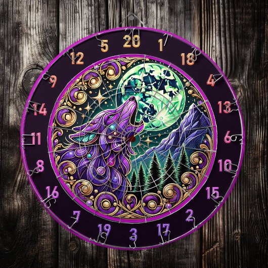 Cible De Fléchettes Appels de nature sauvage : Loup et Lune d'or