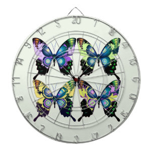 Cible De Fléchettes Aqua, Rose et Jaune - Élégants papillons