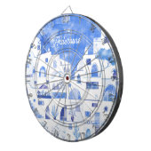 Cible De Fléchettes Aquarelle de Santorin personnalisée (Devant droit)