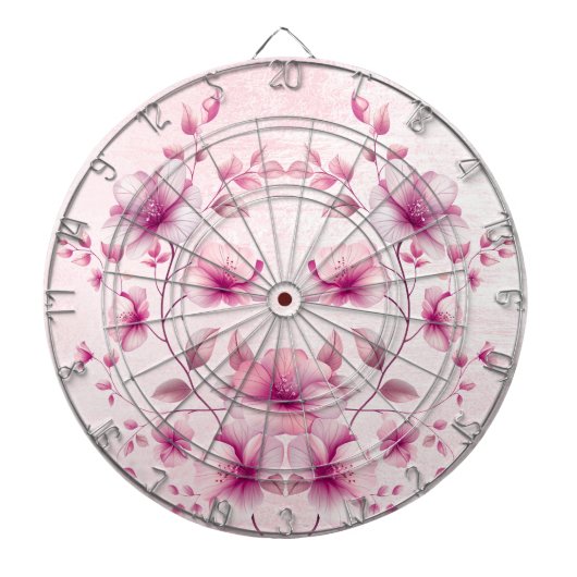 Cible De Fléchettes Aquarelle Fleurs roses Dartboard (Devant)