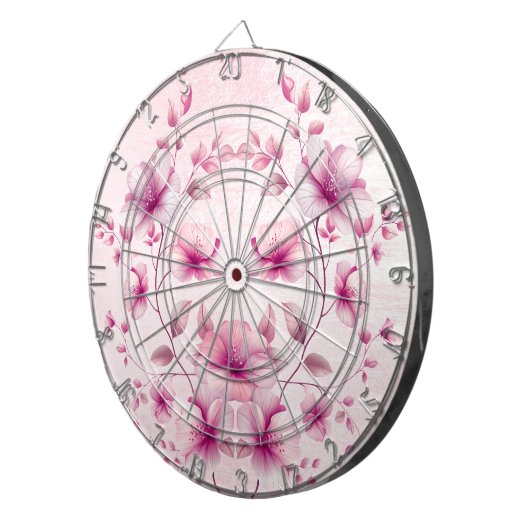 Cible De Fléchettes Aquarelle Fleurs roses Dartboard (Devant droit)