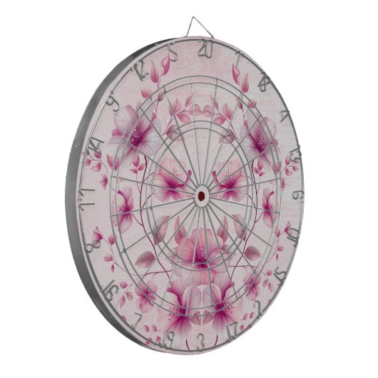 Cible De Fléchettes Aquarelle Fleurs roses Dartboard (Devant gauche)