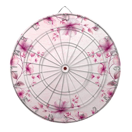 Cible De Fléchettes Aquarelle Fleurs roses Dartboard (Devant)