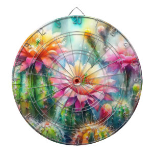 Cible De Fléchettes Aquarelle Flower Cactus Succulents