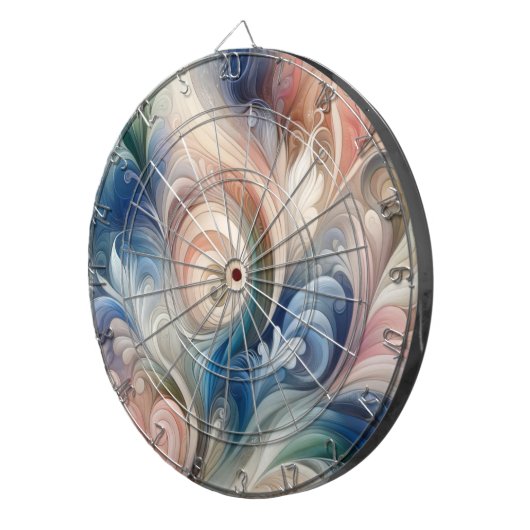 Cible De Fléchettes Aquarelle Imaginaire Floral Pastel Bleu & Crème (Devant droit)