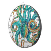Cible De Fléchettes Aquarelle octopique Turquoise Tentacles (Devant droit)