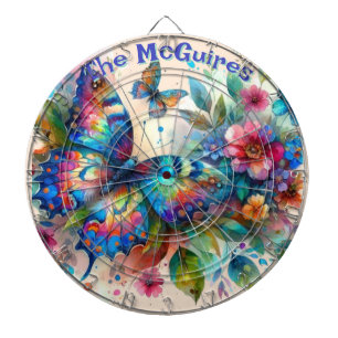 Cible De Fléchettes Aquarelle Papillon Floral Garden Personnalisé