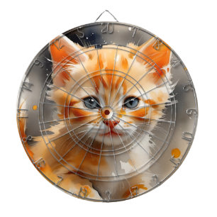 Cible De Fléchettes Aquarelle peinture d'un chat orange mignon