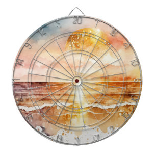 Cible De Fléchettes Aquarelle Plage Design 1