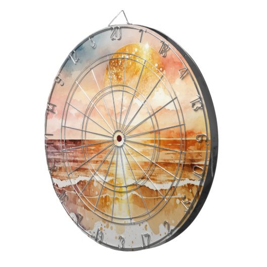 Cible De Fléchettes Aquarelle Plage Design 1 (Devant droit)