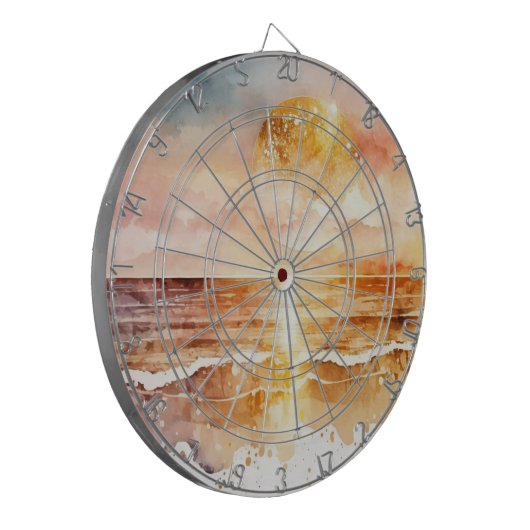 Cible De Fléchettes Aquarelle Plage Design 1 (Devant gauche)