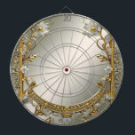 Cible De Fléchettes Arbre à fléchettes couleur or blanc<br><div class="desc">Belle Ornat Or Blanc Floral Dartboard</div>