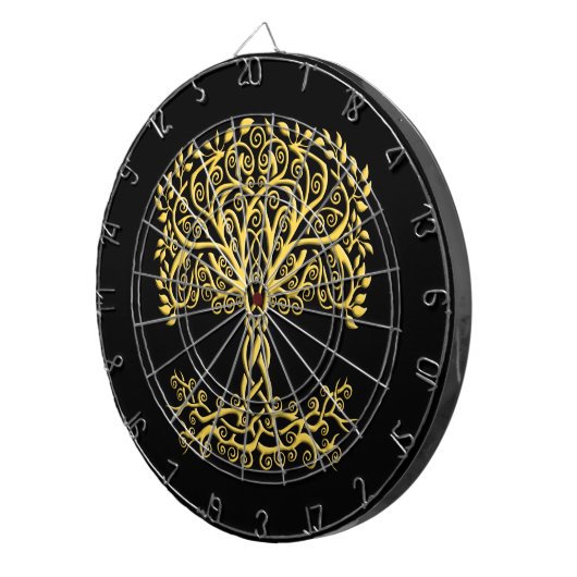 Cible De Fléchettes Arbre Celtique Jaune (Devant droit)
