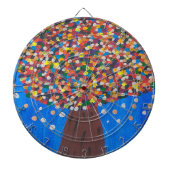 Cible De Fléchettes Arbre coloré Abstrait (Devant)