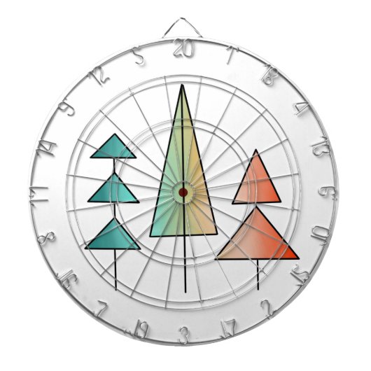 Cible De Fléchettes arbres arc-en-ciel modernes du milieu du siècle ro (Devant)