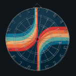Cible De Fléchettes Arcs colorés de style rétro<br><div class="desc">Retro double arche pattern geometrical illustration with turquoise,  blue,  red and beige stripes decoration on dark blue background.</div>