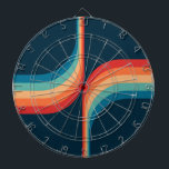 Cible De Fléchettes Arcs colorés de style rétro<br><div class="desc">Retro double arche pattern geometrical illustration with turquoise, blue, red and beige stripes decoration on dark blue background.</div>