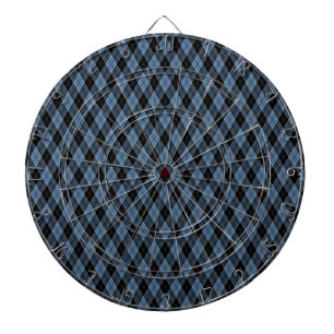 Cible De Fléchettes Argyle bleu noir blanc rayures motif diamant