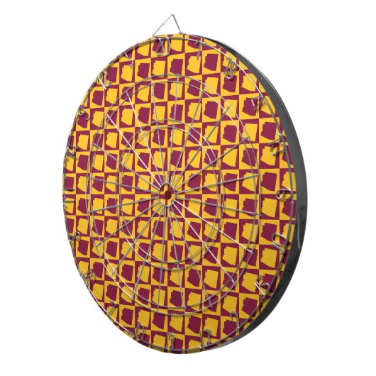 Cible De Fléchettes Arizona Pop Art Geometric Maroon Gold Pattern  (Devant droit)