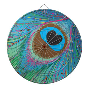 Cible De Fléchettes Arrière - plan des lignes de plumes de paon
