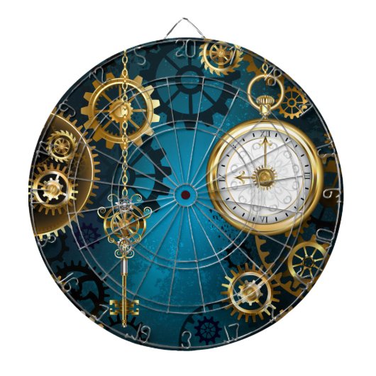 Cible De Fléchettes Arrière - plan turquoise à vapeur avec Gears (Devant)