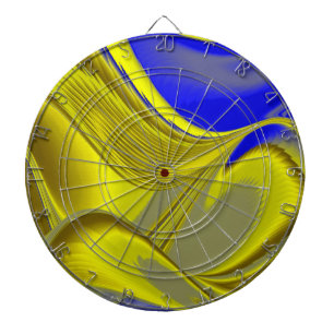 Cible De Fléchettes Art abstrait 3D arc-en-ciel en or jaune bleu