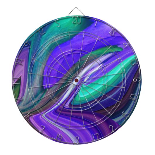 Cible De Fléchettes Art Abstrait Purple N Feuille Turquoise (Devant)