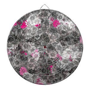 Cible De Fléchettes Art floral rose et gris