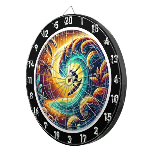 Cible De Fléchettes Artwork de surfer Sunset Wave (Devant droit)