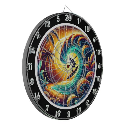 Cible De Fléchettes Artwork de surfer Sunset Wave (Devant gauche)